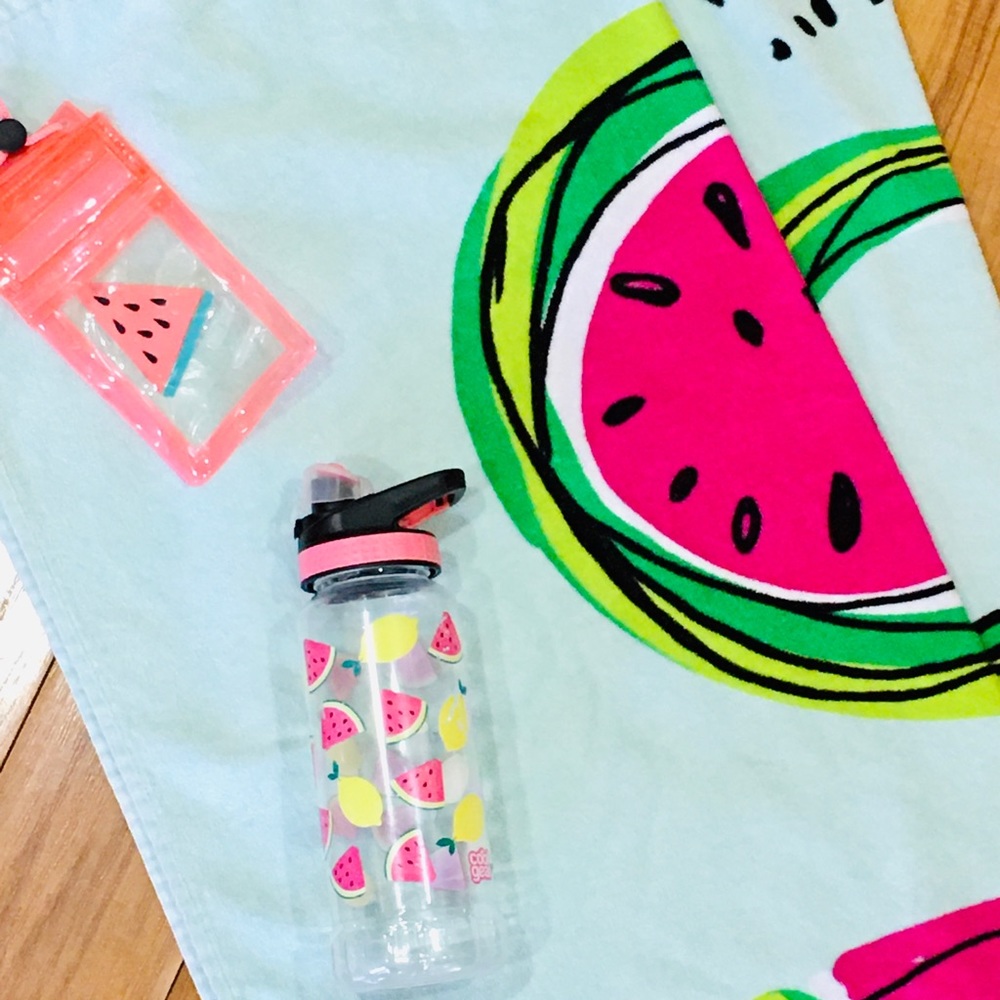 Watermelon beach towel large — ID case and water bottle summer beach swi…